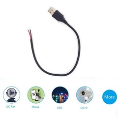 2pcs 3.3Ft 20AWG USB2.0 Male Plug 2pin Wire DIY USB Pigtail Cable 5A DC Power US