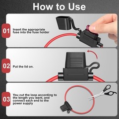 2 Pack 12 AWG Inline Fuse Holder Waterproof ATC ATO Blade Fuse Kit 12V 40A