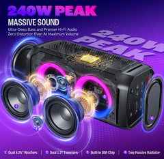 W-KING T11 Portable Bluetooth Speaker 240W Loud Boom Box&Deep Bass Subwoofers
