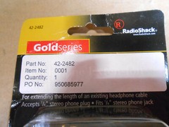 RADIOSHACK 42-2482 24K GOLD PLATED HEADPHONE EXTENSION CORD