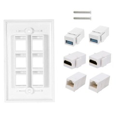 HDMI 2.0 Wall Plate 6 Port Wall Plate HDMI Ethernet USB 3.0 Adapter Panel Outlet