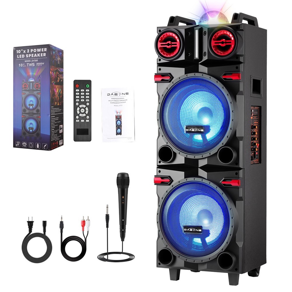 Portable Bluetooth PA Speaker System w/ Party Light, AUX/USB/TF/REC/FM Radio