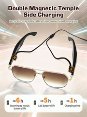 AI Smart Glasses for Men&Women Bluetooth Sunglasses Open-Ear Speaker Translation