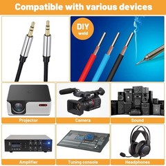 2 Pack Replacement 3.5mm Male Plug to Bare Wire Audio Repair Cable – 12in