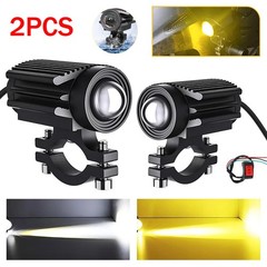 2x LED Motorcycle Spot Lights Auxiliary Headlight Driving Fog Lamp Yellow White