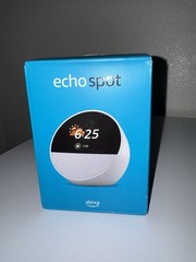 Amazon Echo Spot, Smart Alarm Clock Vibrant Sound & Alexa White SEALED NEW