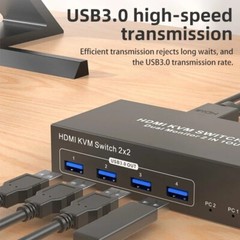 4K 60Hz Dual Monitor HDMI KVM Switch 2×2 USB 3.0 Extended Display For PC Laptop