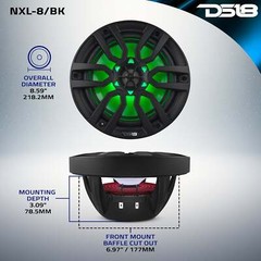 DS18 NXL-8BK 8″ Marine Speakers 375 Watts Full Range 2-Way (Sold in Pairs)