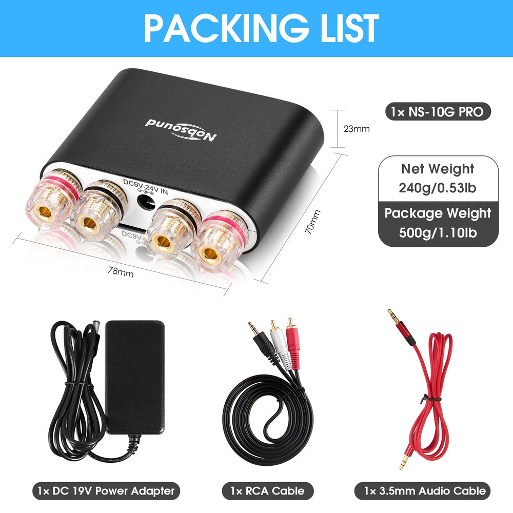 Nobsound Mini Bluetooth DSP Digital Power Amplifier HiFi Stereo Home Audio Amp