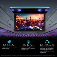 21.5″ Flip Down 1080P LCD IPS Monitor for Car Coach Bus Kitchen HDMI IR USB MP5