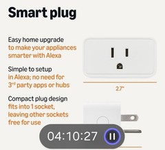 4 Amazon Basics Smart Plugs, Works with Alexa Only, 2.4 Ghz Wi-Fi No Hub Needed