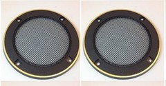 4-5/8″ ROUND SPEAKER GRILLS – PLASTIC METAL MESH – GOLD TRIM 1 PR #ZSGG31LRG-1PR