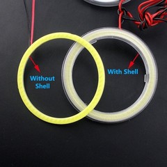 1-Pair Yellow 70MM 60SMD COB LED Angel Eyes Bulb Halo Ring Lamp Light With Housi