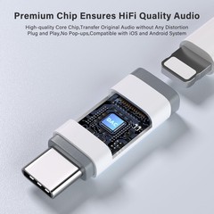 USB C Male to Lightning Female – Audio Adapter Audio Only, No Charge