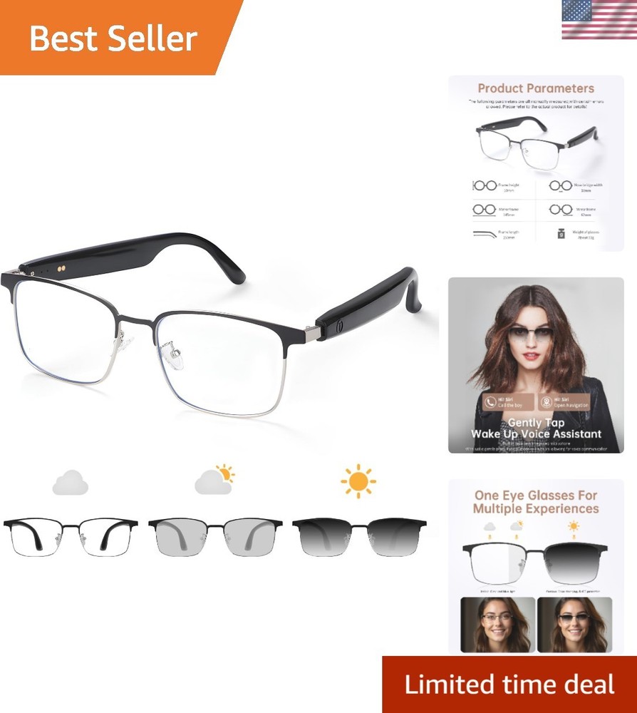 Open Ear Bluetooth Smart Glasses with Voice Assistant – Rated & Lightweight