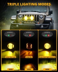 4X AUXBEAM 7″ LED Side Shooter Work Light Bar Fog Driving Pods DRL White+Amber