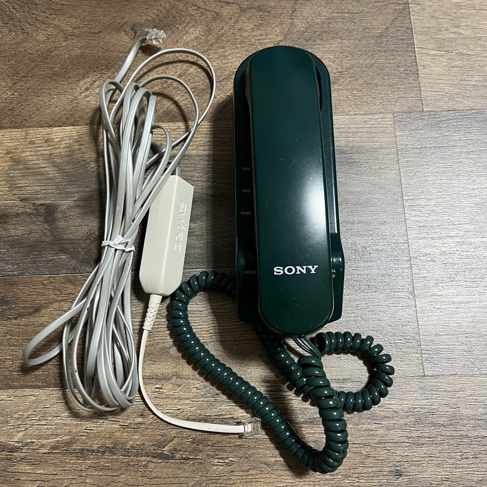 Vintage Sony IT-B3 Telephone Corded Landline Dark Green Slim Retro VTG