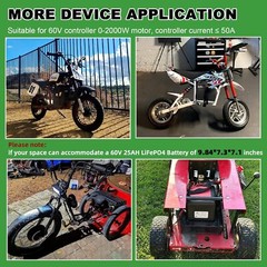 60V 25Ah LiFePO4 Battery Pack for 1500W Bike EBike Scooter Built-in 50A BMS