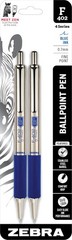 Zebra Pen, STEEL F-402 Retractable Ballpoint 1 Count (Pack of 2), Blue A