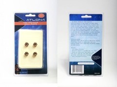 2 Speaker 4 Binding Post Banana Jack Wall Face Plate Surround Sound White