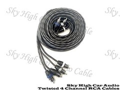 Oversized 8 Ga AWG Amp Kit 4 Channel Twisted RCA Green Black Complete Sky High