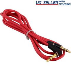 (5-pack) 3.5mm Male to M Aux Cable Cord L-Shaped Car Audio Headphone Jack Red