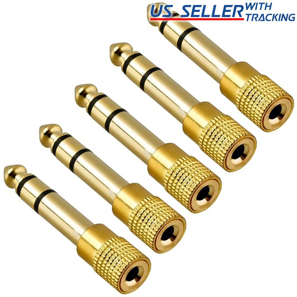 5pcs 6.35mm 1/4″ Male to 3.5mm 1/8″ Female TRS Stereo Audio Headphone Adapter