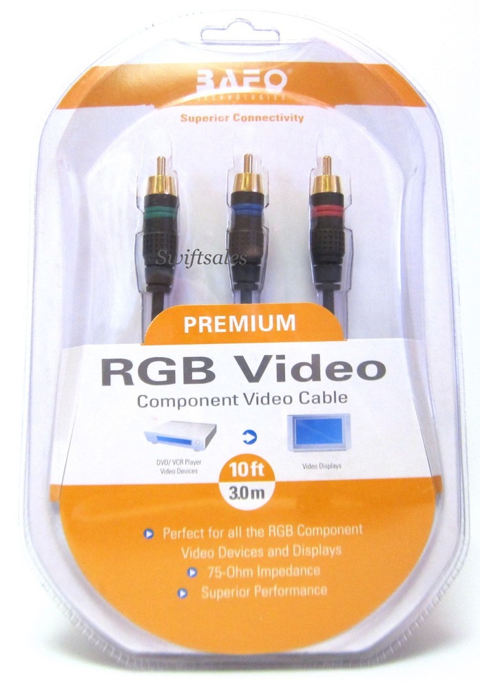 BAFO Premium 24K Gold Plated RGB Component Video Cable 10′ 10FT Retail Pack