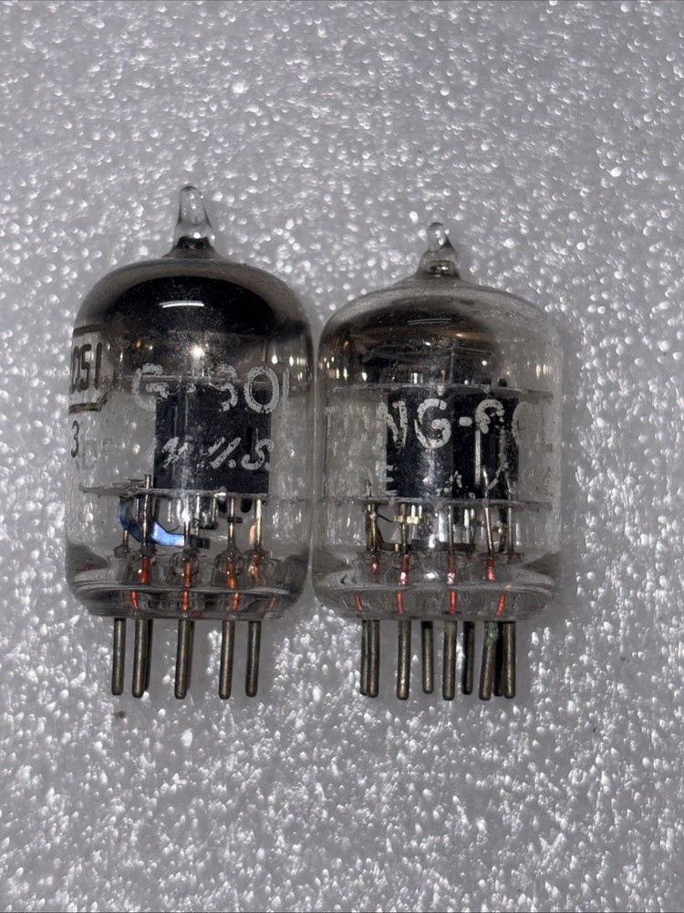 Pair Tungsol 5670 2C51 Black Plate Square Getter Tubes Amplitrex Strong Multiple