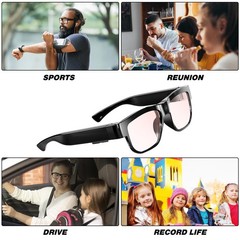 Glasses Smart Glasses with Outdoor Video Recording Wearable Black Glasses for…