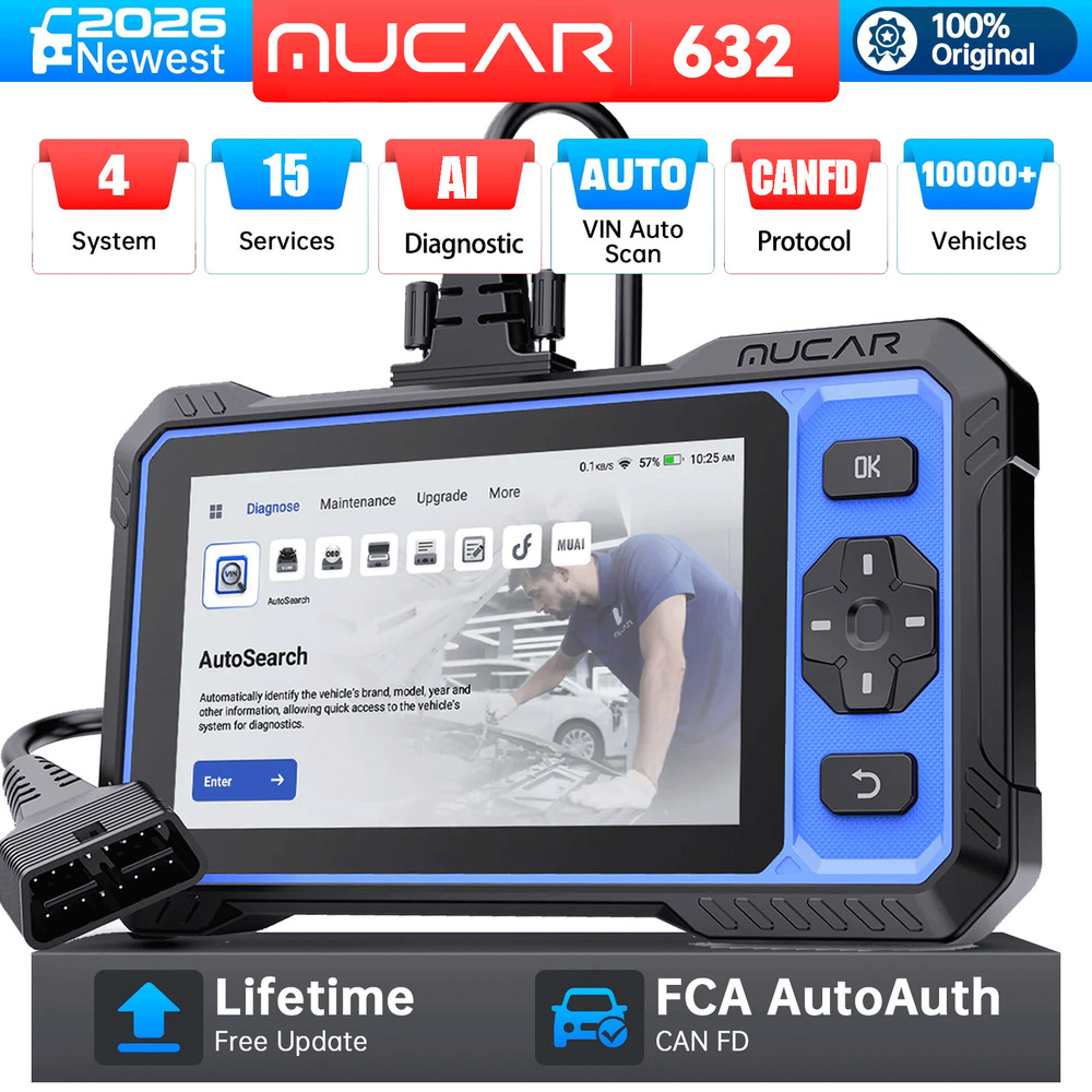 Mucar 632 OBD2 Scanner Car Bidirectional Diagnostic Tool CANFD 15+Services FREE