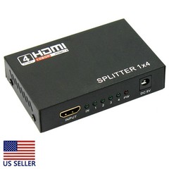 1 in 4 out 4 Port 4k Full HD HDMI Splitter Hub Repeater Amplifier 3d USA