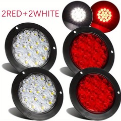 4PCS 4 Inch Round LED Trailer Tail Lights 2 Red and 2 White 4″ Led Stop Brake