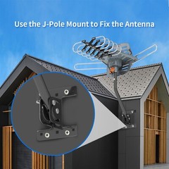 HDTV Outdoor Amplified Digital Antenna 360 Rotor HD TV UHF VHF FM 150Mile+Stand
