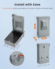 60 Amp Fused AC Disconnect Box with Pull-Out 60 Amp Fused (Fuse Not Included)