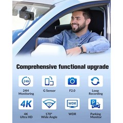 Dash Cam 3 Channel Front Rear Inside Camera with 32GB Memory Card WiFi G-Sensor