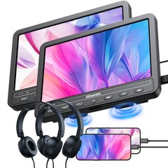 2X10.1″ Screen Car DVD Player Headrest CD USB AV IN OUT w/ Headsets, RC Control