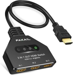 Upgrade 4K HDMI Switch 3 in 1 Out 3 Port HDMI Hub for PS4/5 Xbox FireStick Apple