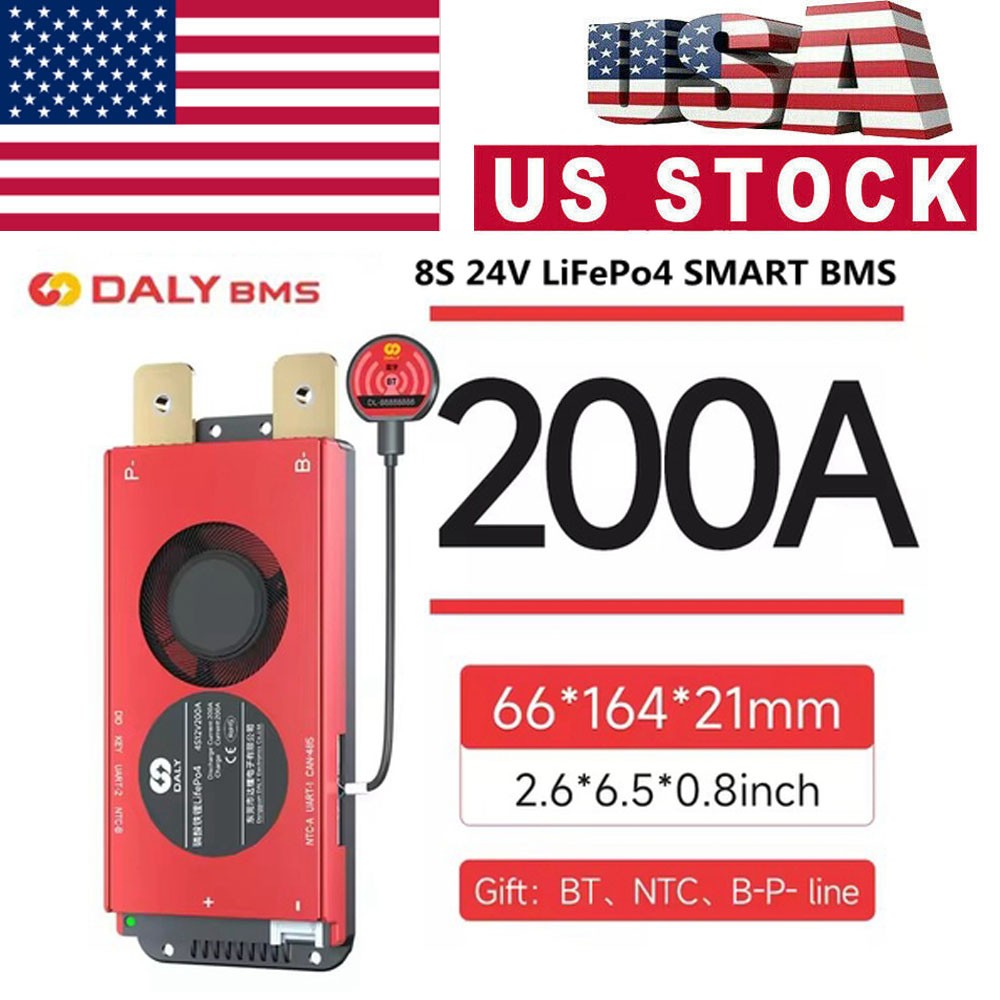 Daly Smart BMS 8S 24V 200A LiFePo4 Battery BMS w/Balance +Bluetooth Module US