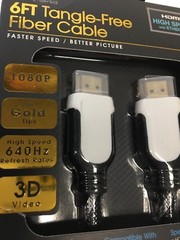 HDMI FIBER CABLE/CORD 6FT TANGLE FREE HIGH SPEED W/ETHERNET 1080P 3D VIDEO 24KT