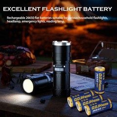 2 Pcs Durable 26650 5000mAh Rechargeable Batteries Safe Power for Indoor/Outdoor