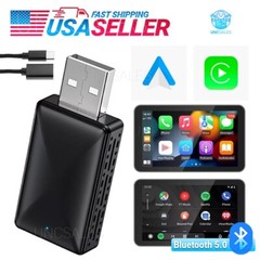 2-in-1 Carplay Wireless Adapter Android Auto Plug Play Connect USB Dongle