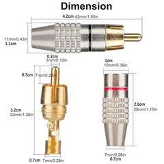 RCA Male Plug Solderless Gold Audio Adapter Speaker With Solderless Installation