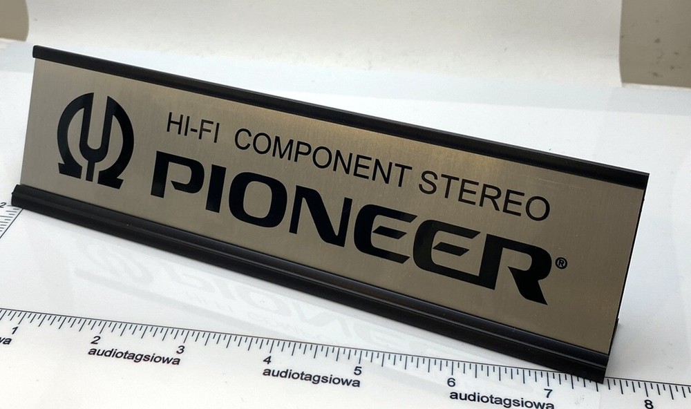 Pioneer Hi-Fi Component Stereo Desk Sign – Custom Silver Aluminum