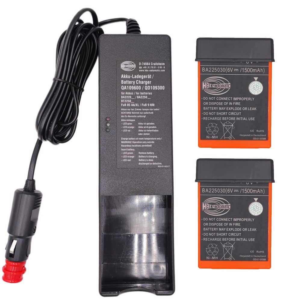 2Pcs BA225030 6V Battery + AC 24V Charger for HBC Remote Control Crane FUB 05AA