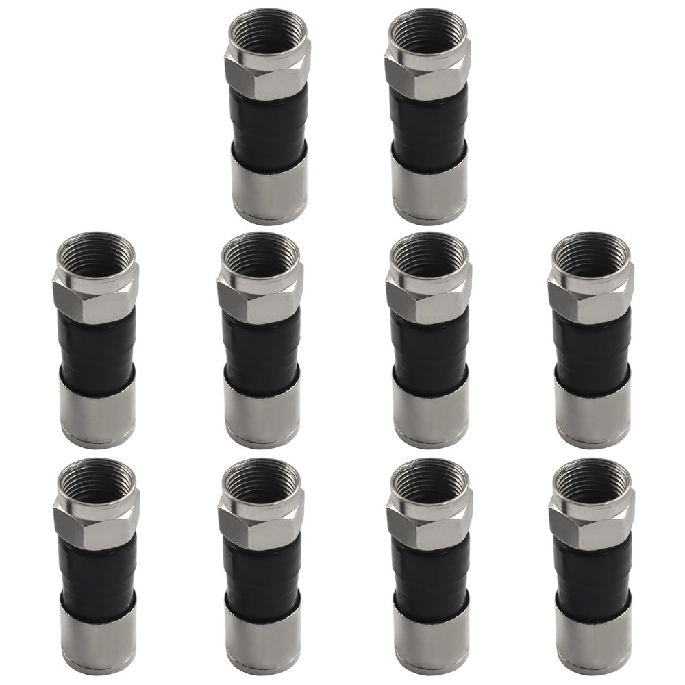 10 Pcs RG6 Compression Connectors, Black F Type Coaxial Cable Connector Coax …