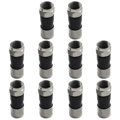 10 Pcs RG6 Compression Connectors, Black F Type Coaxial Cable Connector Coax …