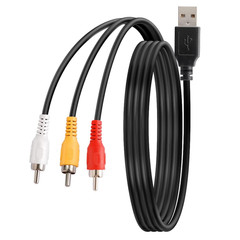 USB to 3RCA Cable, 1.5m/5ft USB Male to 3 RCA Male Jack Splitter Audio Video AV