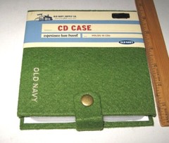 OLD NAVY CD Case 10 Disc Holder dvd game astro turf? textured green cover NOS