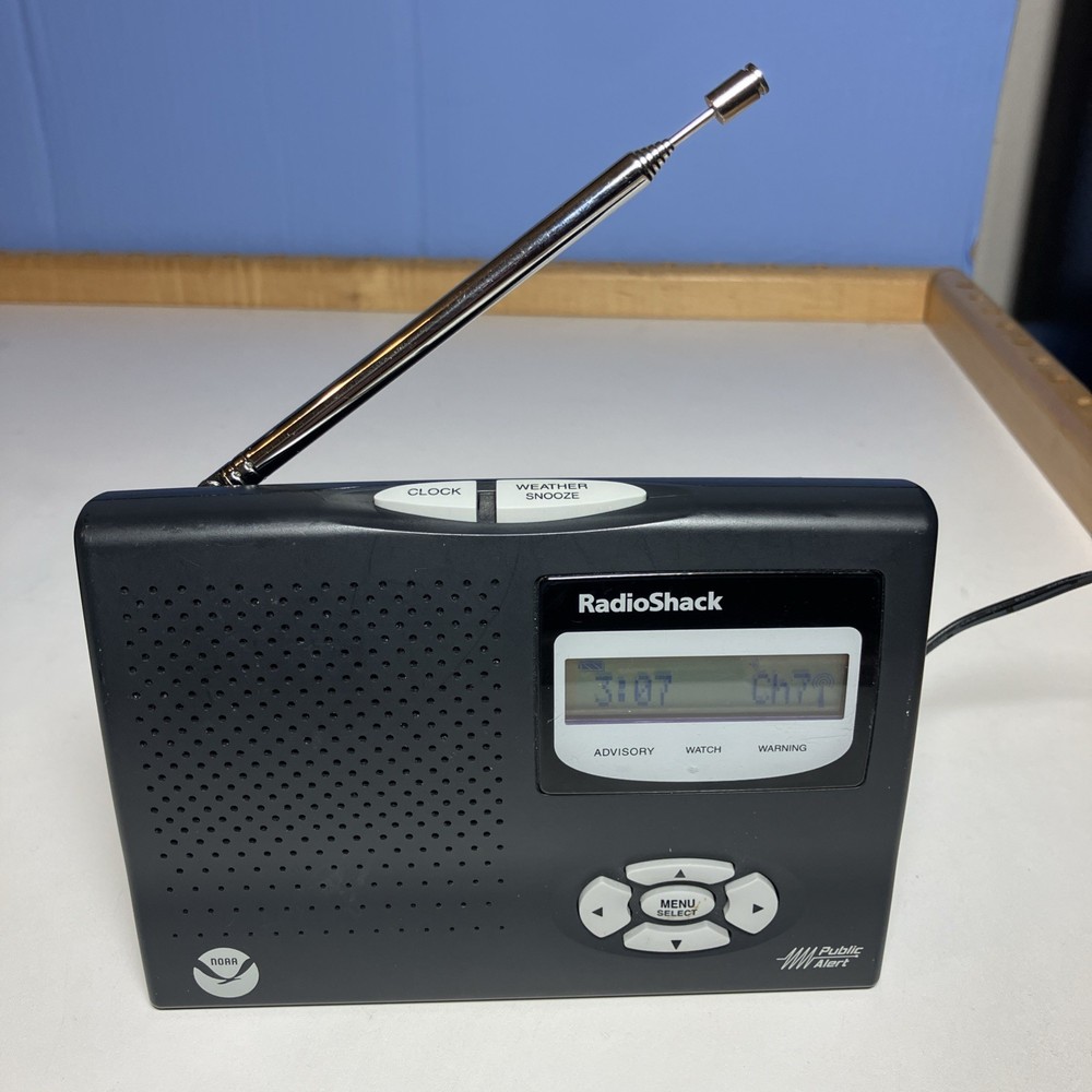 RadioShack 12-382 SAME NOAA Weather Radio Alarm Clock Battery Backup Tested